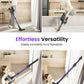 Multifunctional vacuum cleaner being used in various cleaning scenarios with text highlighting its features.