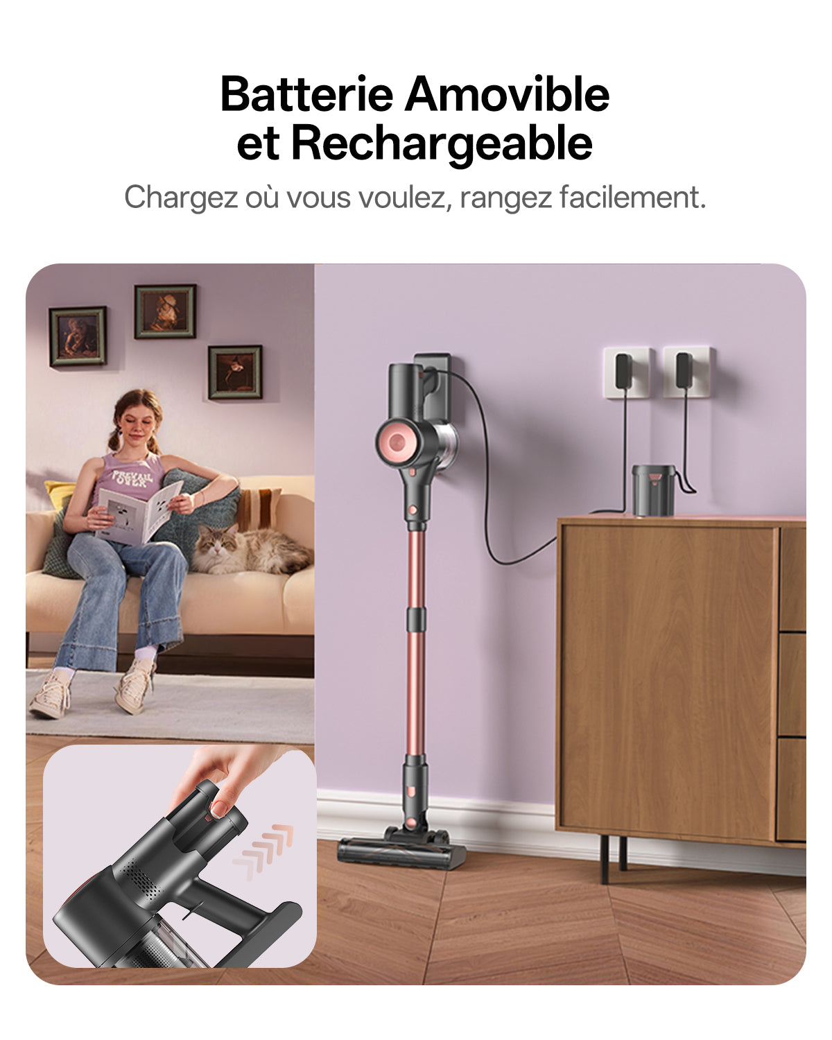 Blossom V18 Aspirateur Balai Sans Fil : 45KPA Puissance Max, Autonomie 60 Min, Moteur 550W, Le violet | Leroy Merlin Blossom V18 Aspirateur Balai Sans Fil : 45KPA Puissance Max, Autonomie 60 Min, Moteur 550W, Le violet | Leroy Merlin